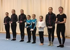 Palkitut voimistelijat ja valmentajat 2018. Vasemmalta oikealle: Hertta Luoma, Iida Klemola, Jemina Korkeatupa, Fanni Äyrä, Emmi Kujala, Saimi Luoma, Eveliina Hakomäki ja Elli Luoma.